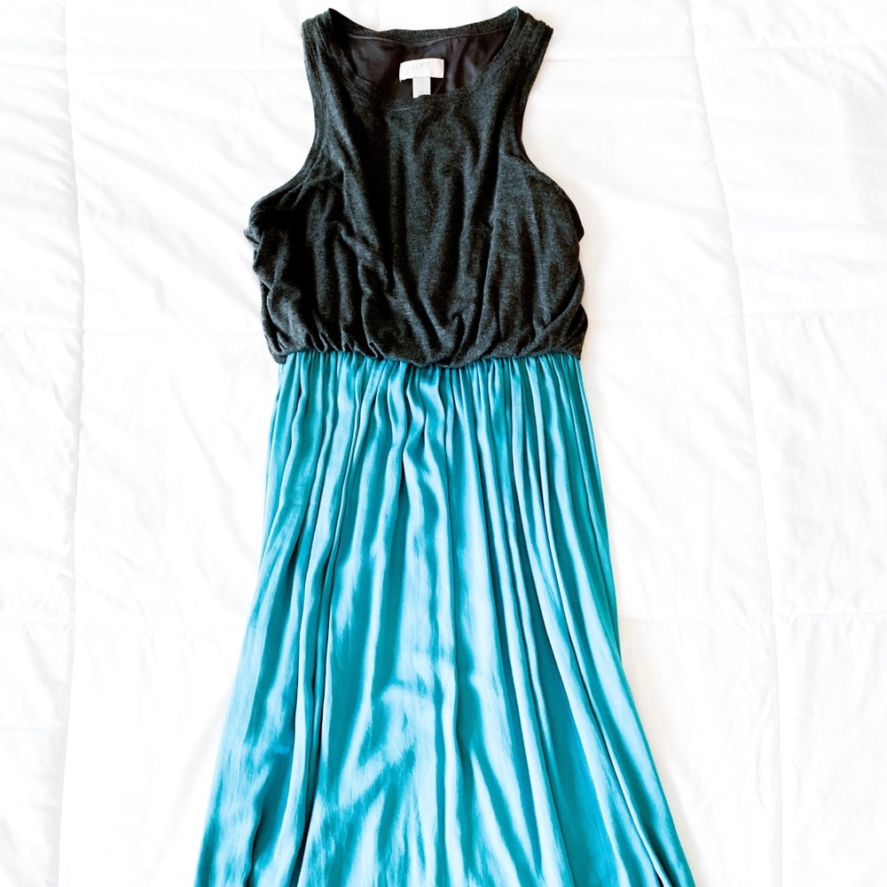 LOFT Comfortable Gray and Blue Tank Dress